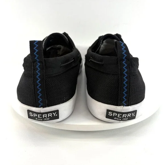 Sperry Deck Men's Size 14 Black Mesh Boat Shoes Sneakers Bungee Laces - Picture 6 of 9